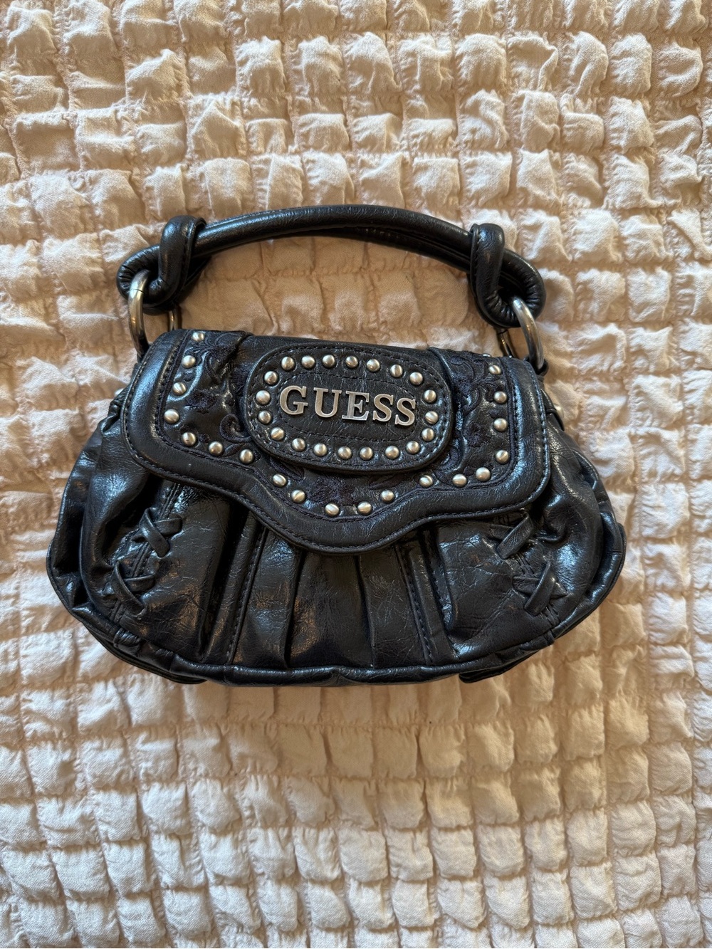 Guess Mini Flap Bag with Studded Rose Accents - Y2K, Vintage